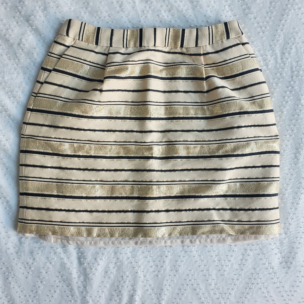 J.Crew Metallic Gold Striped Mini Skirt – Size 00